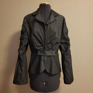 Finley Black & White Chevron & Gold Metallic Stripe Blazer Size 4